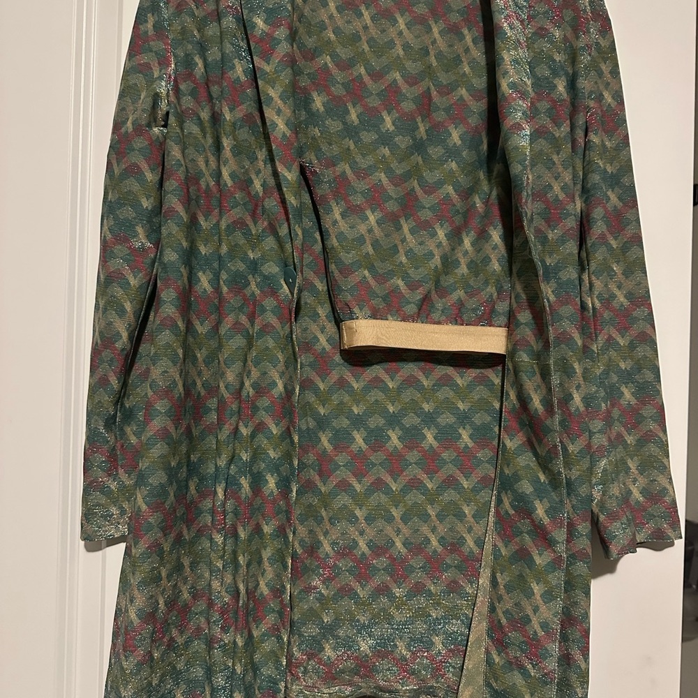 Roberto Cavalli Green and Red Patterned Swim Coverup